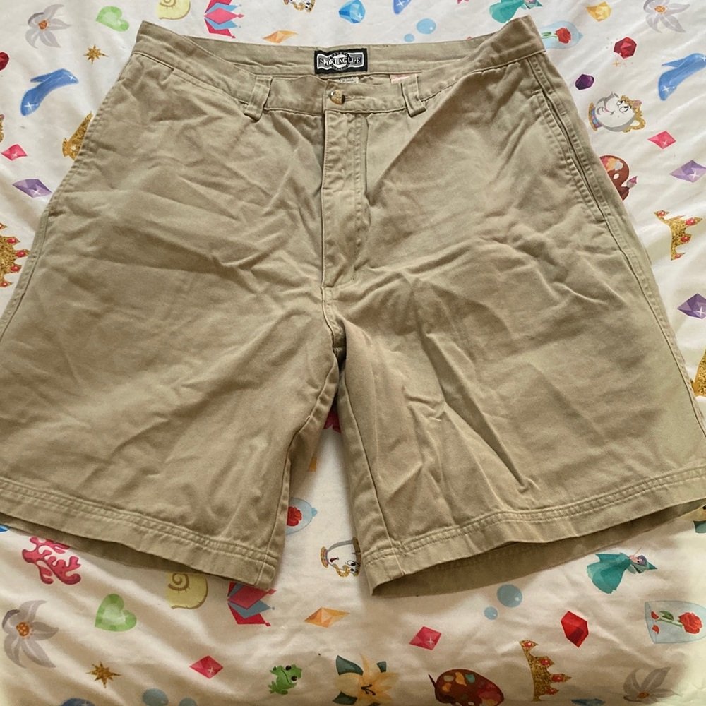 Men's Tan Flat Front Shorts